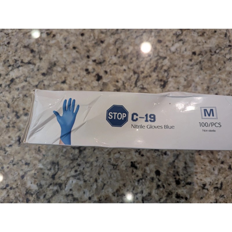 Stop C-19 Nitrile Exam Gloves Powder-Free Latex Free Stop C-19