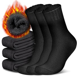 FUSHI & MON Socks, Men's Winter Socks, Thick, Wool, Cold Protection, Extra Thick Back Pile, Extreme Temperature 38°C, Reinforced Heel Toe, Warm, Sports, Casual, Deodorizing, Durable, Stretchable,