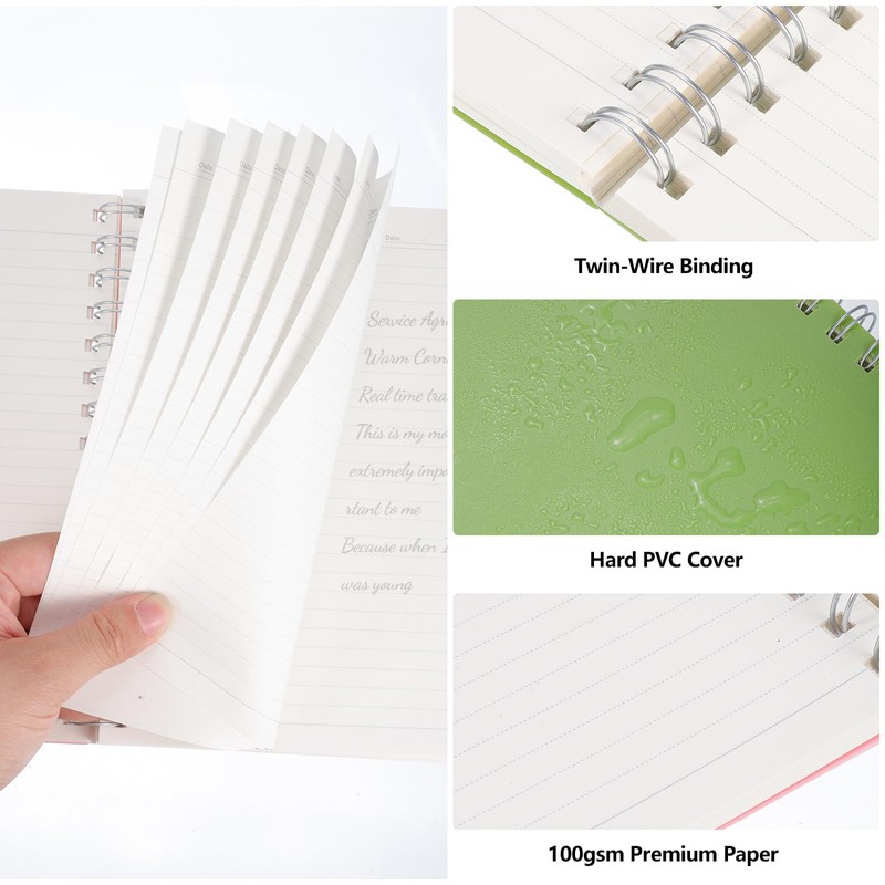 2 Pack A5 Spiral Notebook, 400 Pages Notepad Wirebound Notebook,