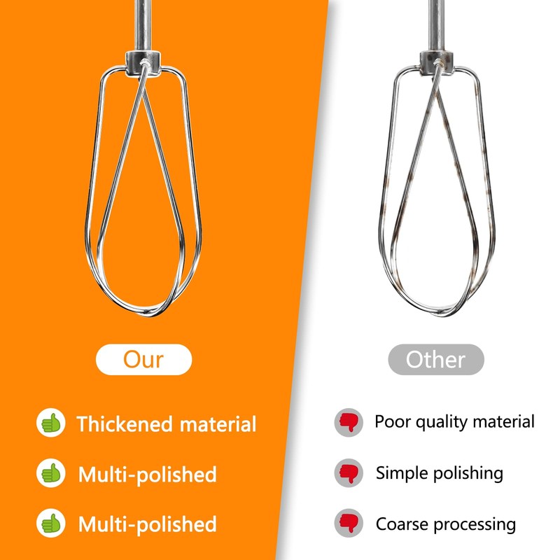 Hand Mixer Whisk Stainless Steel Attachments Compatible with Kitchen Aid