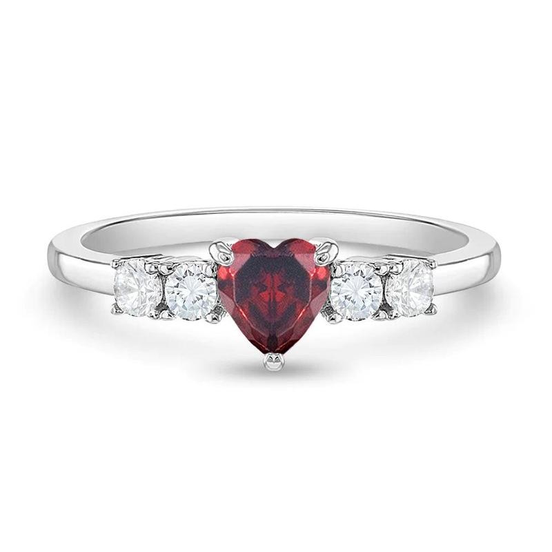 Simulated Birthstone Heart Solitaire Size 2-5 Baby / Kids Ring