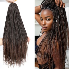 Box Braids Crochet Hair, 14inch Pre Looped Goddess Box Braids Crochet Hair, 6 Packs Braiding Hair Extensions, Crochet Box Braids Synthetic Braiding Hair for Black Women (1B/30, Box 14inch)