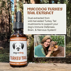 MycoDog Turkey Tail Mushroom for Dogs: Dual-Extracted Dog Immune Support Tincture for Defenses, Liver & Kidney, Cognition, Cardio, Detox, & Reproduction - Strictly Extracted from Fruiting Bodies