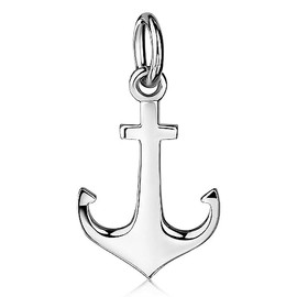 MATERIA by Matthias Wagner Women's Small Anchor Pendant 925 Silver with Necklace, Silver