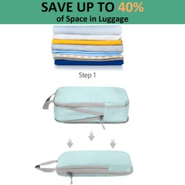 Compression Packing Cubes Travel Packing Organisers Set of 8 Travel Packing Cubes Set Travel Accessories Storage Bags Clothing Sorting Packages Expandable Bags for Luggage Suitcase-Skyblue