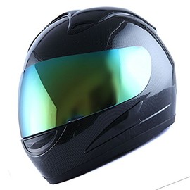 WOW Motorcycle Street Bike Full Face Helmet Carbon Fiber Black
