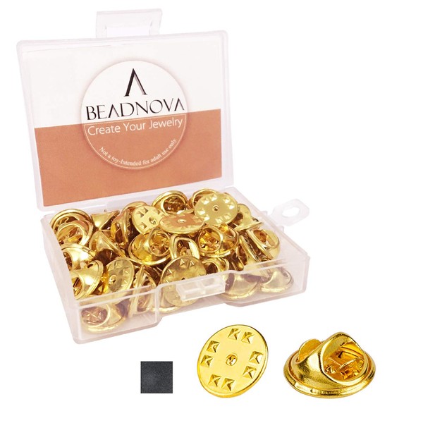 BEADNOVA 50PCS Butterfly Clutch Metal Pin Backs Pin Backings for