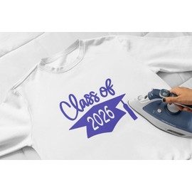 Class Of 2026 Graduation Cap Vinyl Decal, Graduation T Shirt Transfer, DIY Graduate Shirt Patch, HTV Vinyl Applique, Pick Size Color, Iron-On Almost Anything (Pink)