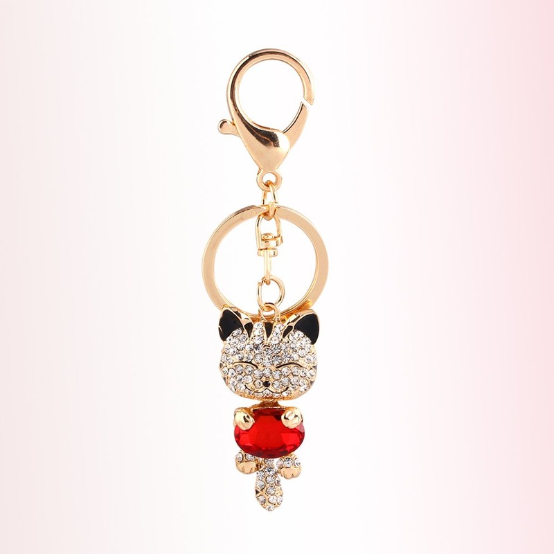 Hztyyier 3D Kitten Key Ring, Crystal Rhinestone Key Ring Charm
