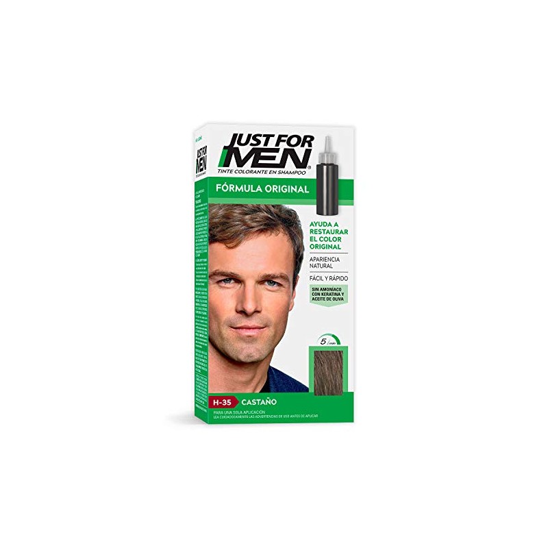 Just For Men, Tinte Colorante En Shampoo, Castaño H35, Formula
