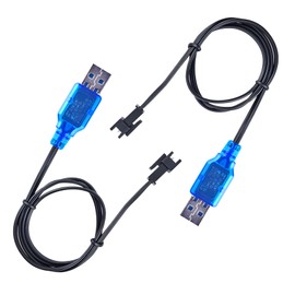 SAMLOO 2 Pack 3.7V Lipo Battery USB Charger Cable SM-2P Port Cable for 3.7V RC Boat Car Truck Toy Rechargeable Li-Po Battery Charger