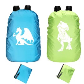 Anyingkai Pack of 2 Rain Cover for Backpacks with Reflective Strips, Rain Cover Backpack, Backpack Rain Cover, Waterproof Rain Cover, School Bag Rain Cover, Backpack Cover for Hiking, Camping, Cycling