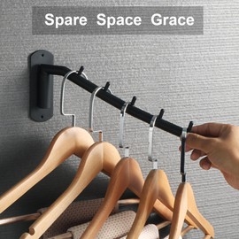 Mooche 180° Rotating Clothes Rail Hook, 27 cm Wall Hook with 180° Rotation, Space Saving Clothes Rail, Black