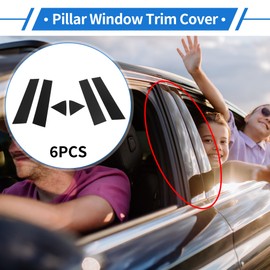 VekAuto 6 Pcs Door Pillar Window Trim for Dodge Charger 2006-2010 14.17"x2.91" Plastic Black Front Rear Left Right Anti Scratch Sticker Pillar Posts Cover
