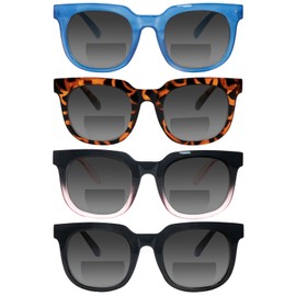 VIGOALOR 4 Packs Bifocal Reading Sunglasses for Women Men Spring Hinge Fashion Bifocal Outdoor UV400 Sun Readers Glasses(4 Mix, 1.5)