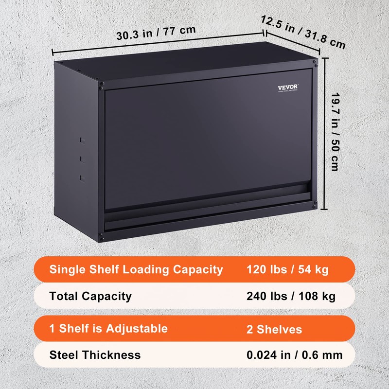 VEVOR Metal Storage Cabinet, 120lbs Load Capacity per Shelf, 20''
