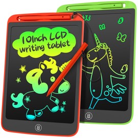LCD Writing Tablet for Kids 2 Pack, 10 inch Colorful Doodle Board for 3 4 5 6 7 Year Old Kids, Sensory Toys, Educational Sketch Pad Toys for Girls Boys, Christmas Stocking Stuffers for Kids(Green+Red)