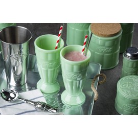 Tablecraft Coca-Cola Jadeite Malt Cup 16 oz, Set of 2, Green