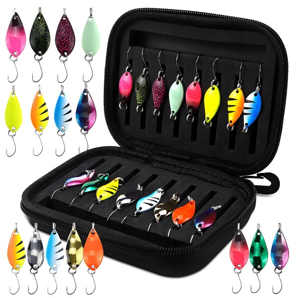 Trout Spoon Set 16 Pieces Artificial Bait Spinner Blinker Set