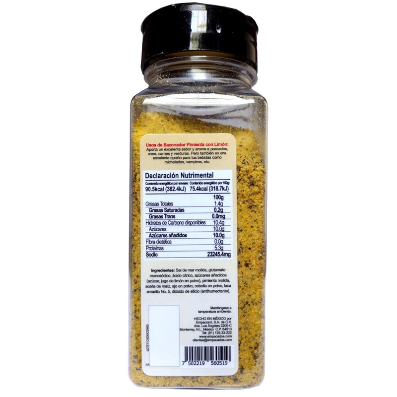 Sazonador Pimienta con Límón - Ideal para acompañar pescado, aves,