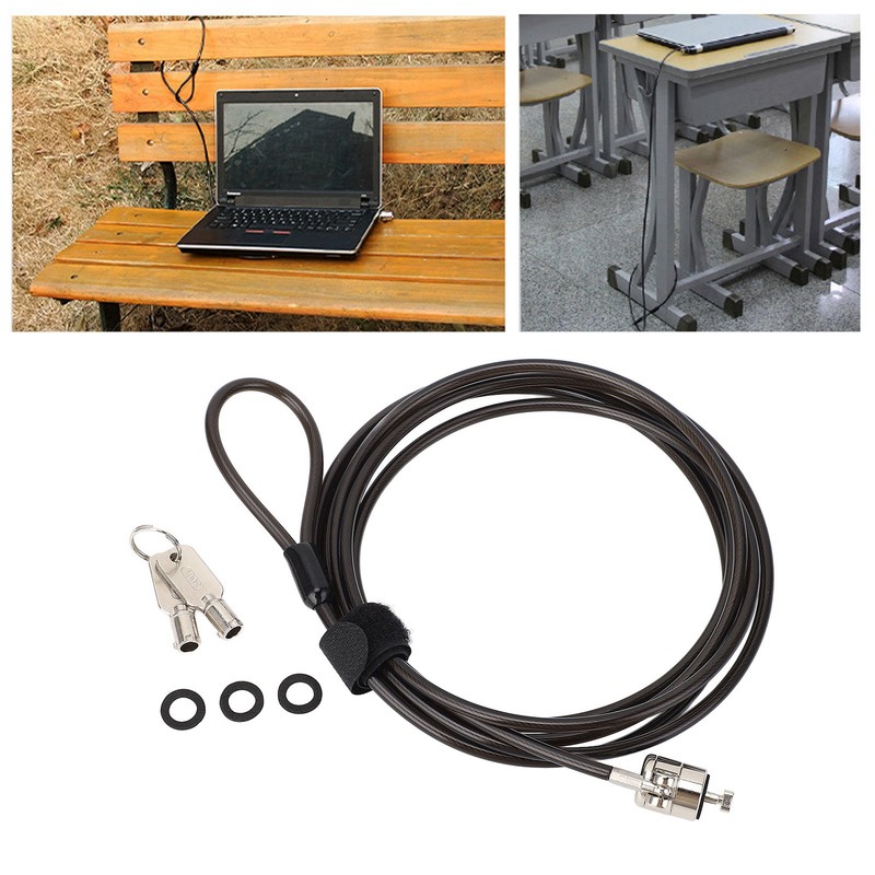 Laptop Cable Lock with 2 Keys Adjustable Length Flexibility Theft