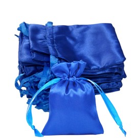 50 Pack 4X3 Inch Satin Gift Bags,Drawstring Jewelry Bag,Wedding gift bags for small jewelry, candy, coins and snacks (Blue)