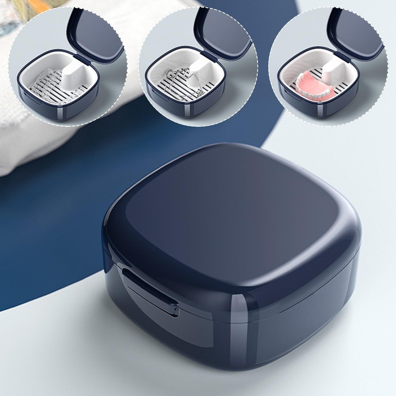Jidyllic Denture Box with Strainer, Denture Box, Denture Container, Portable