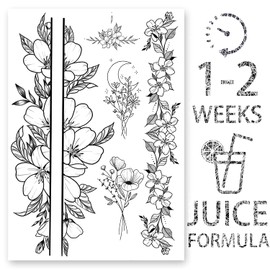 AWAKEN Temporary Fake Tattoos Semi Permanent Juice Tattoo Stickers Plant-based Waterproof Temporary Tattoo Lasts 1-2 Weeks (Design 11)