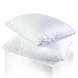 Pillow Covers with Zipper Standard Size - 2 Pack - 100% Cotton Soft and Breatheable Pillow Protectors - Protects Pillows from Dirt, Dust and Debris - White