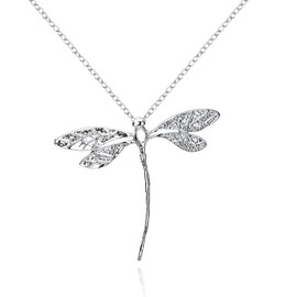 Xiaodou Sterling Silver Charm Dragonfly Pendant Necklace for Girls Women, Sterling Silver