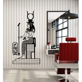 Vinyl Wall Decal Egyptian Mythology Goddess Hathor Ancient History Egypt Stickers Mural Lage Decor (g2742) Black