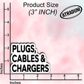 (3Pcs) Plugs Cables & Chargers Sticker Tech Organization Label Sticker Waterproof Vinyl Decals for Electronics Storage Box Laptop Drawer Bin Travel Case Office Supplies Stickers Size 2.2" x 3"