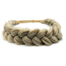 TOECWEGR Synthetic Hair Braided Headband Classic Chunky Wide Plaited Wedding Fluffy Braids Wig Women Girl Beauty Accessory (A011-11)
