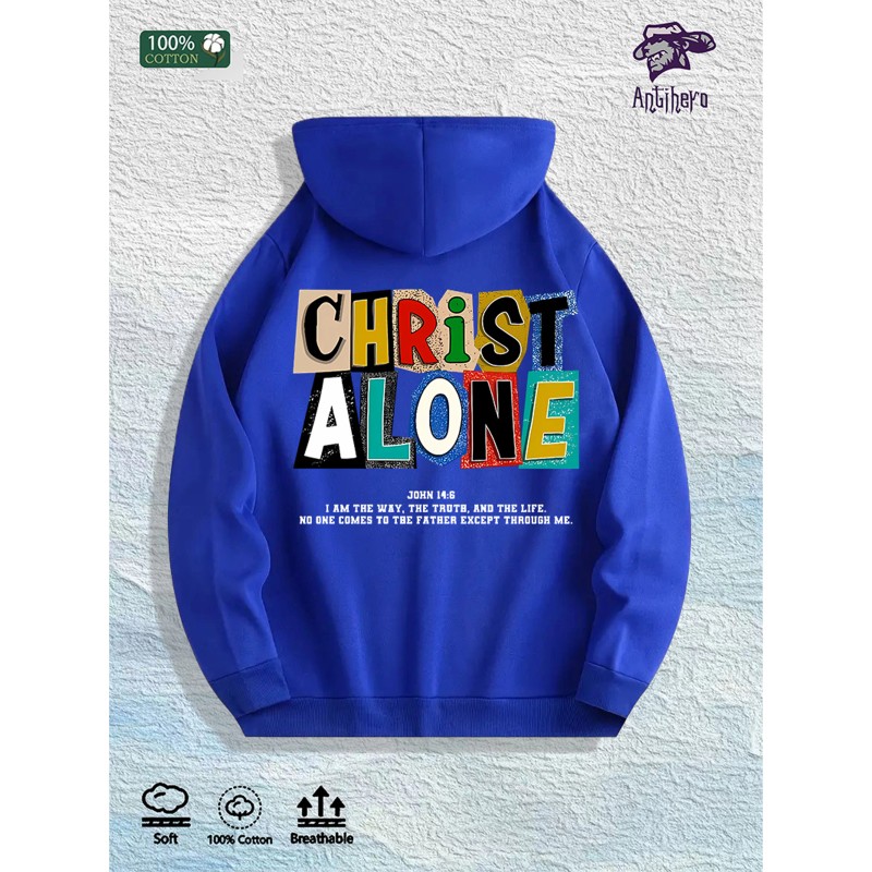 CHRIST ALONE Graphic Hoodie 100% Cotton US Warehouse 7 ColorsColor: