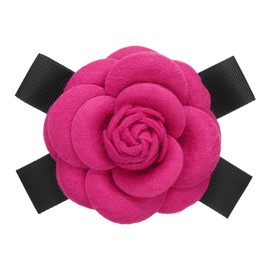 PATIKIL Camellia Flower Brooches, Elegant Faux Wool Flower Brooches Floral Bowknot Pins for Women Hat Dress Shirt Tie Corsage, Plum Red