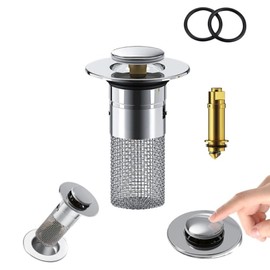 Zjclx Bathroom Sink Drain Stopper for US Universal Replacement,Pop Up Drain for Bathroom Sink with Stainless Steel Filter Basket Hair Catcher, Sink Drain Strainer for 1.34-1.45 Inch