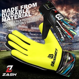 ZASH Goalkeeper Gloves for Kids, Youth & Adult Football Soccer Goalie Gloves with 4-mm Latex Palm and Double Wrist Protection (Yellow Fluroscent, Size 2 Suitable for 4 to 5 Year Old)