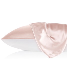 LILYSILK 1PC Silk Pillowcase for Hair and Skin 19 Momme Mulberry Silk Pillow Sham Cover with Cotton Underside Soft Hypoallergenic Silk Bed Pillow Case with Hidden Zipper(Standard 50x75cm,Pale Pink)