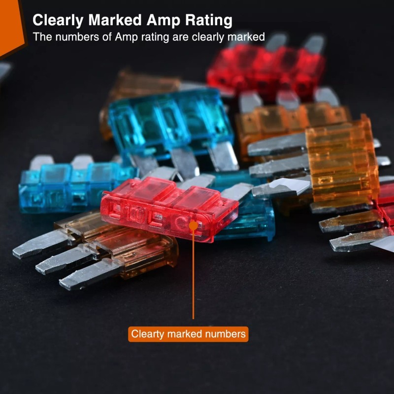 Nilight 60PCS Micro3 Fuse ATL Car Blade Fuses Assortment Kit