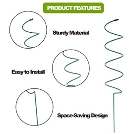 10 Pack Tomato Twist Stake, 16.3" Twisted Tomato Stakes with 20PCS Plant Support Clips Climbing Plant Support Stakes for Tomato, Cucumbers, Vegetable, Flower Indoor Outdoor