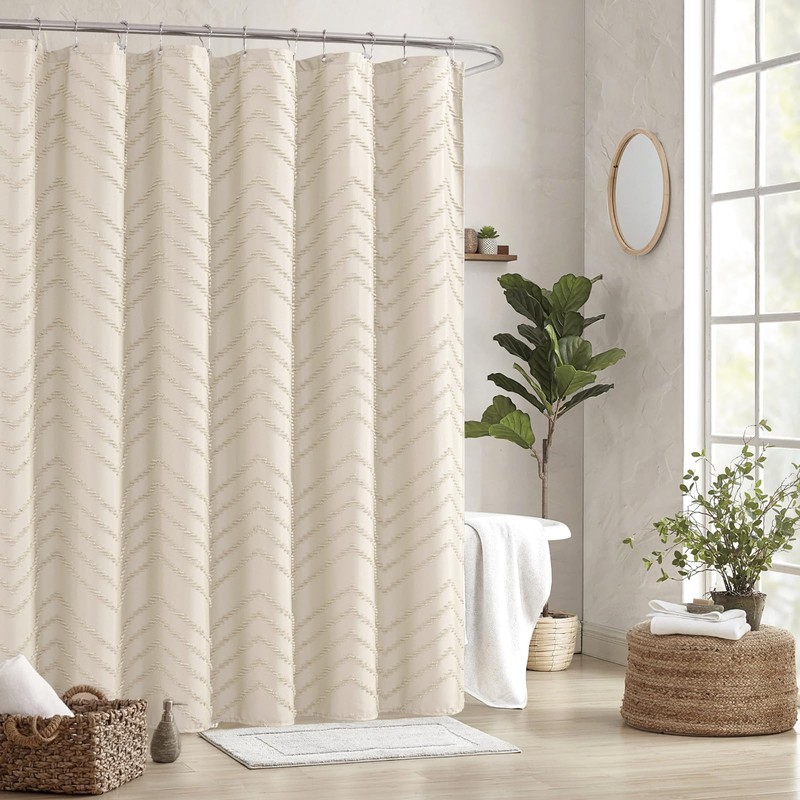 TURKIO Tall Shower Curtain 78 Inches Long Beige Shower Curtain