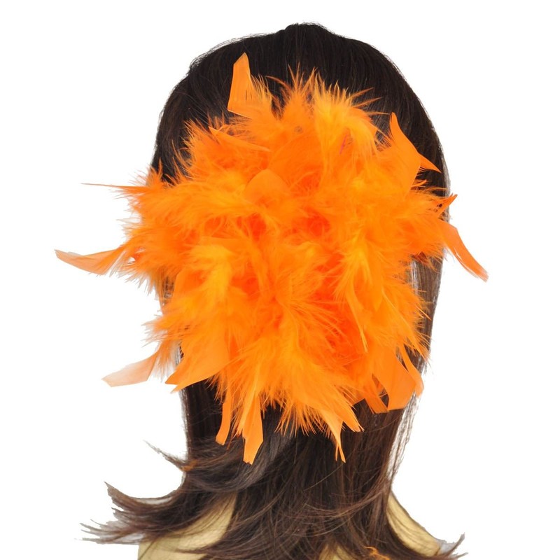 Basic Sense Large Feather Scrunchie, Orange