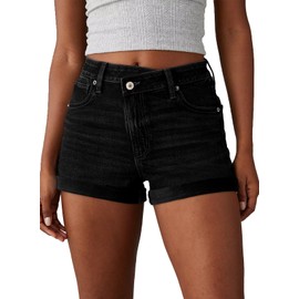 Sidefeel Women's High Waisted Jean Shorts Stretchy Casual Trendy Denim Shorts Size 8 Black