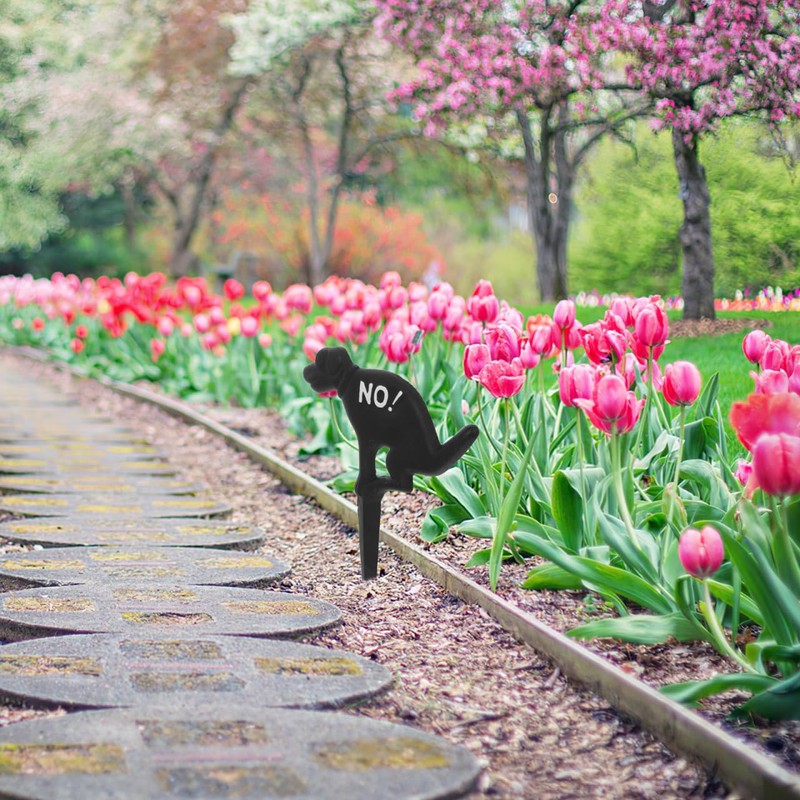 Mikikit Cast Iron Yard Sign: No Pooping Yard Sign Stake