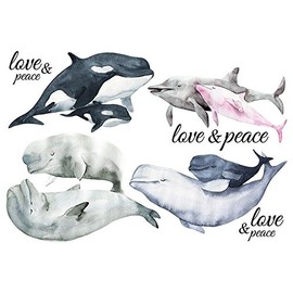 Colour Iron-On Transfer, DIN A4, Whales & Dolphins, Decorating Textiles such as T-Shirts & Bags with Iron-On Motifs, Iron on Pictures Quick & Easy | DIY Textile Design