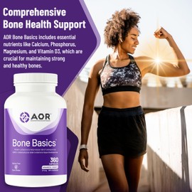 AOR AOR - Bone Basics 271mg, 360 Capsules 60-Day Supply - Gluten-Free Support Bone & Joint Flexibility Supplement with Calcium, Phosphorus, Boron, Copper, Magnesium, Zinc, Vitamin C, K2 MK-7/MK-4 and D3