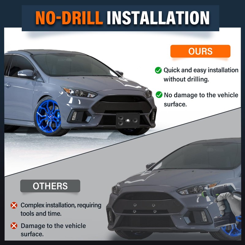 No Drill Tow Hook License Plate Mount Relocator Bracket Kit