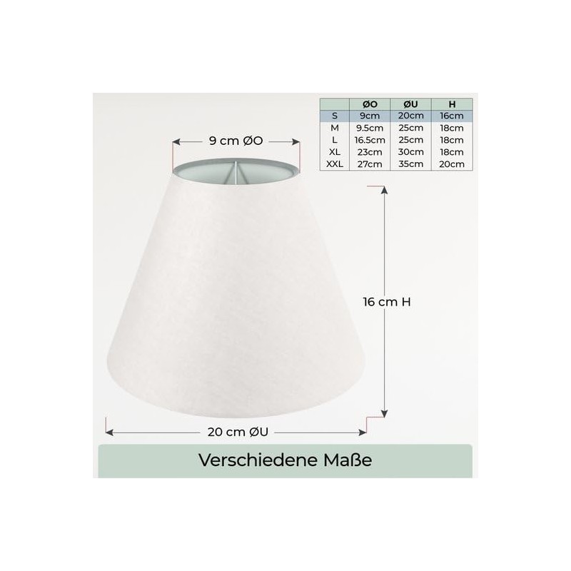 Wogati® Premium Lampshade, E14/E27, Cotton, Various Sizes and Colours, Colour: