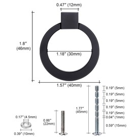 Weaverbird Round Cabinet Knob Matte Black Ring Pull Handles Single Hole for Kitchen Drawer - Pack of 10 (Black))