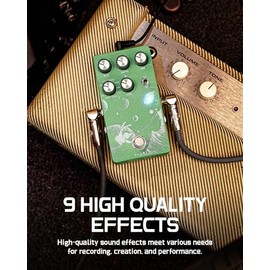 ALABS NOVADRIFT - Pedal de guitarra modulación | 9 en 1 efectos multimod rotatorios, coro, flanger, trémolo | expresión integrada, estéreo verdadero, analógico seco, tempo de toque, bypass/búfer